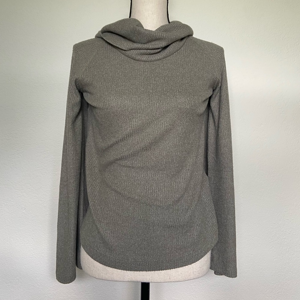 Anthropologie Maeve Ribbed Cowl Neck Bell Sleeve Sweater Top sz XS